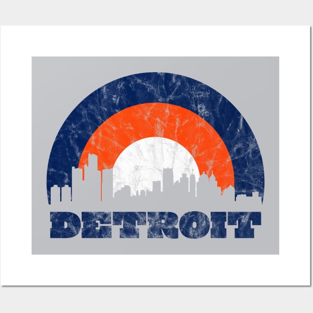 Detroit Vintage Sunrise - Baseball Colors Wall Art by SchaubDesign